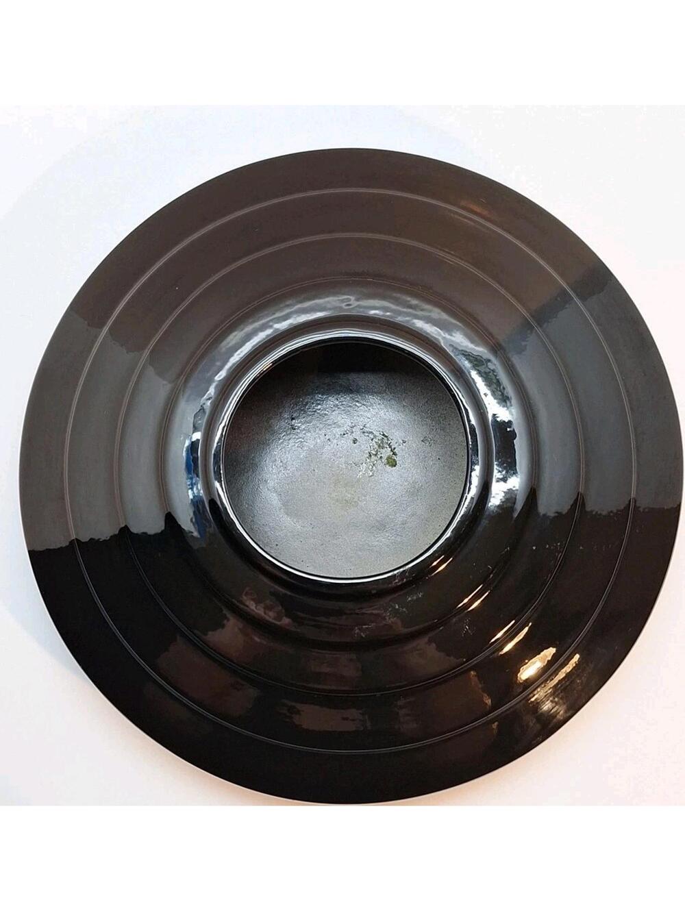 Vintage 1980s Fitz and Floyd Black Ceramic Vase- Art Deco Revival Stepped Tiered